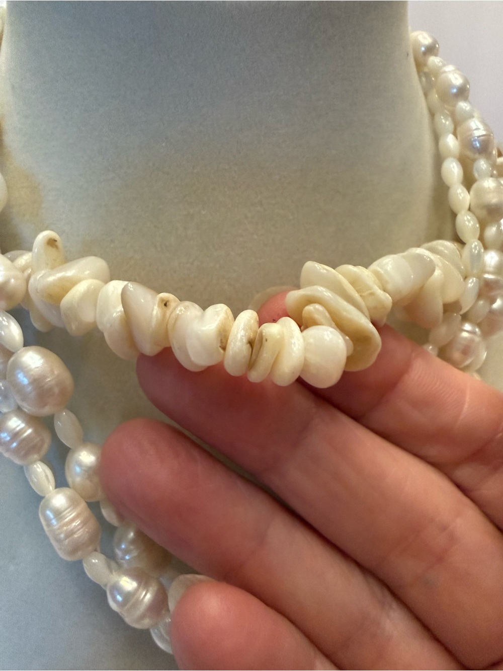 NWT Free People Pearl/Stones Multi-Strand Necklace w/Gold Cross Pendant 79854659 - Picture 4 of 7